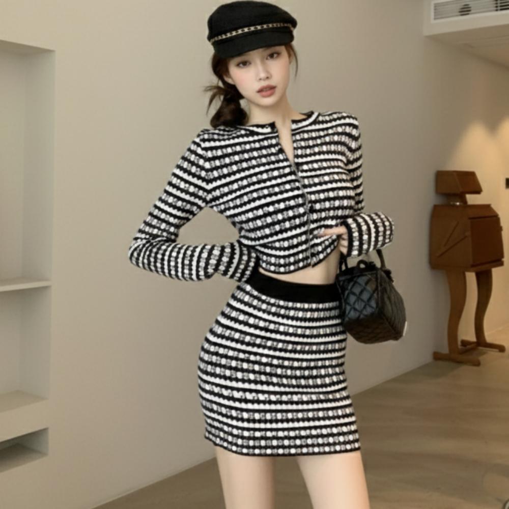 유니크코코 하객룩 니트 가디건 스커트 투피스 세트 5841 36,400원