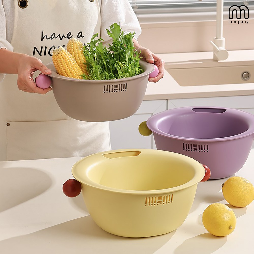 M컴퍼니 믹싱볼 채반 세트 과일 채소 야채 세척 바구니 플라스틱 물빠짐 세척볼 싱크대 주방 다용도 소쿠리 미니 바스켓 바가지 4컬러 [Te2845-051Z] 10,500원