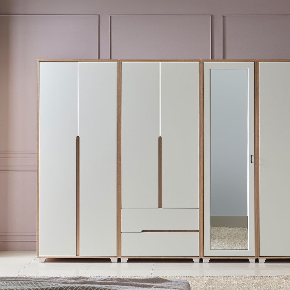 장인가구 뉴 하임 2200 키큰 옷장 장롱 세트, 화이트오크 549,000원