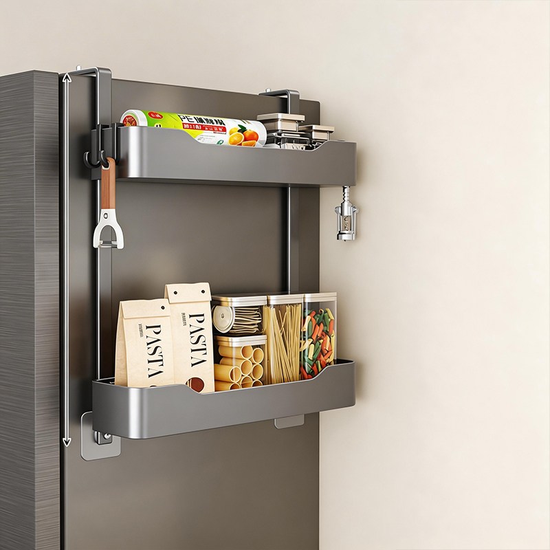 LY 무타공 냉장고 사이드 벽걸이형 선반 수납거치대, 1개, 회색 20,660원
