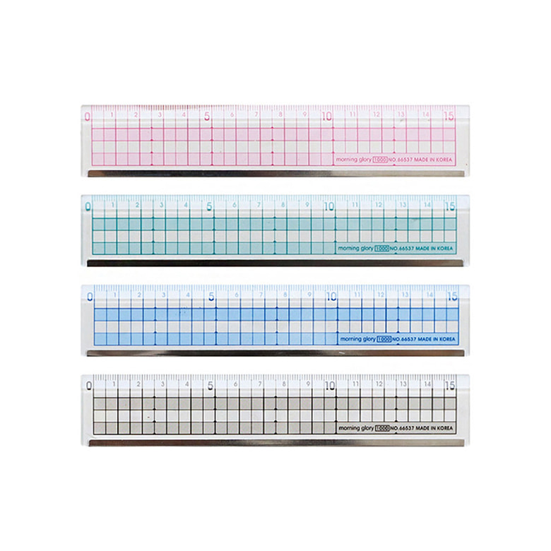 모닝15 컬러 커팅방안자 15cm. 자 눈금자 15cm자 눈금 스틸자 1,500원