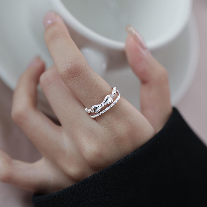 별라 은도금 S925 더블리본 레이어드 오픈 검지반지 여성 10,800원