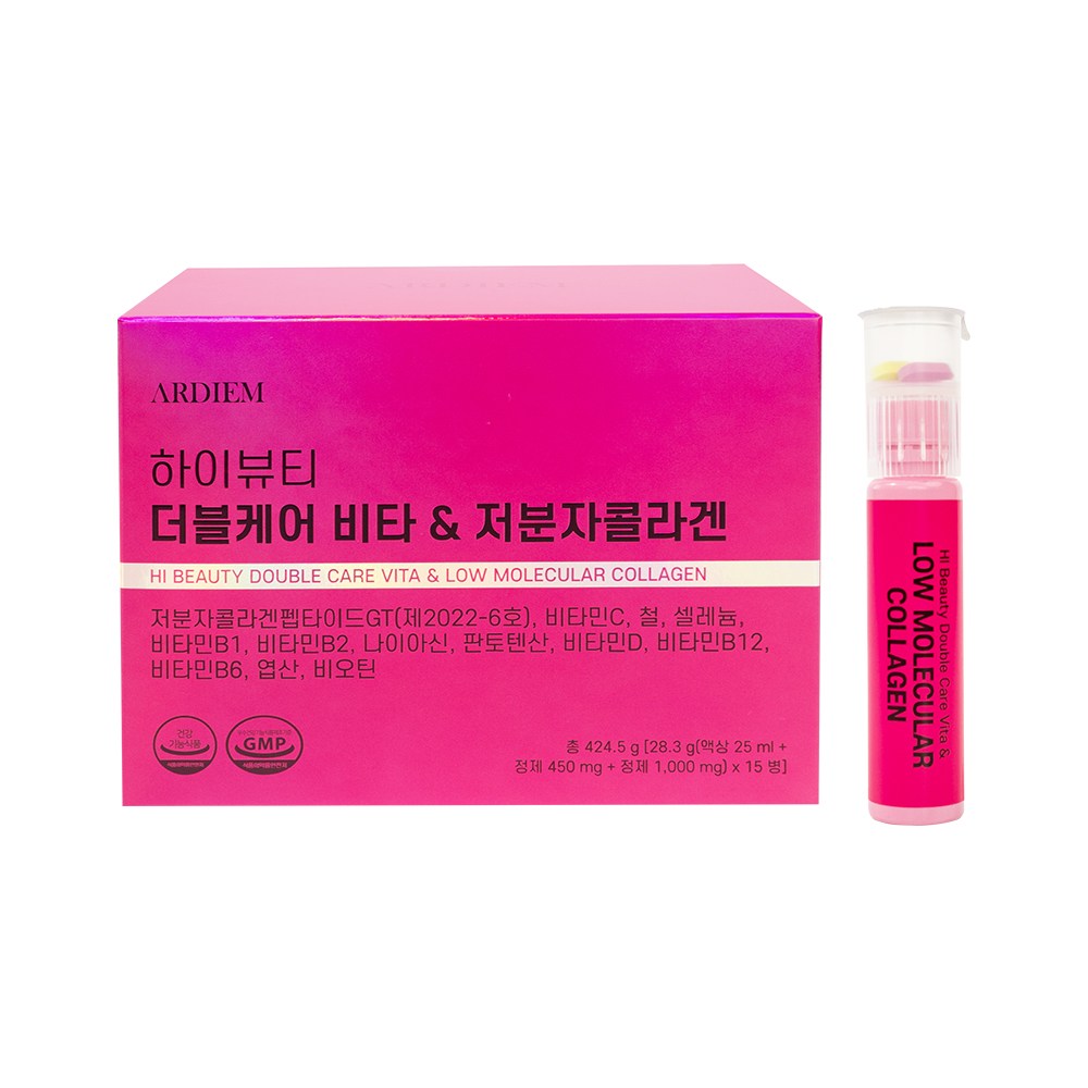 아르디엠 더블케어 비타&저분자 콜라겐 펩타이드 올인원 이뮨비타민 25ml x 15병, 1박스, 15회분 23,100원