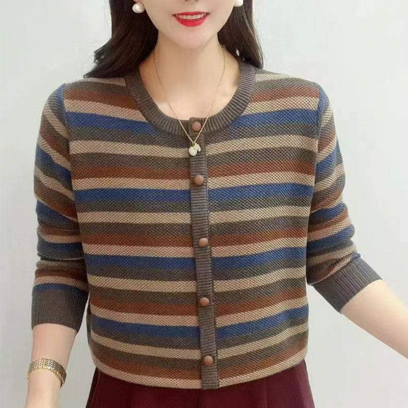 SAHINER 가을 여성 스트라이프 라운드넥 버튼 가디건 LWBZZS07 15,060원