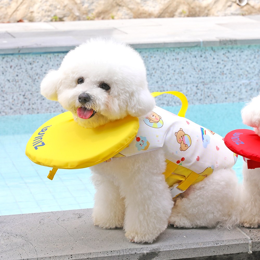 위니즈 펫 구명조끼 강아지 부력보조복 턱받이 반려동물, 옐로우(썸머 베어), 1개 38,000원