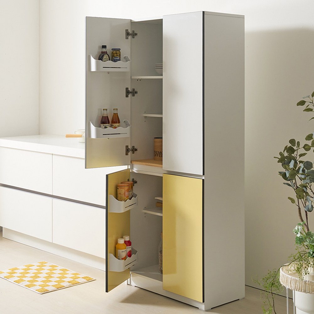 애니스 홈카페수납장 냉장고형 키큰장 주방 수납장 틈새장 비스포크 팬트리장 도어수납장 600_옐로우 203,000원