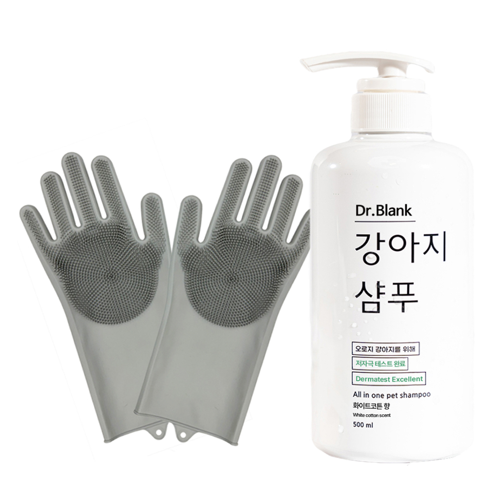 닥터블랭크 강아지 저자극 샴푸 500ml 화이트 코튼 향  + 실리콘 샤워 장갑 세트 16,160원