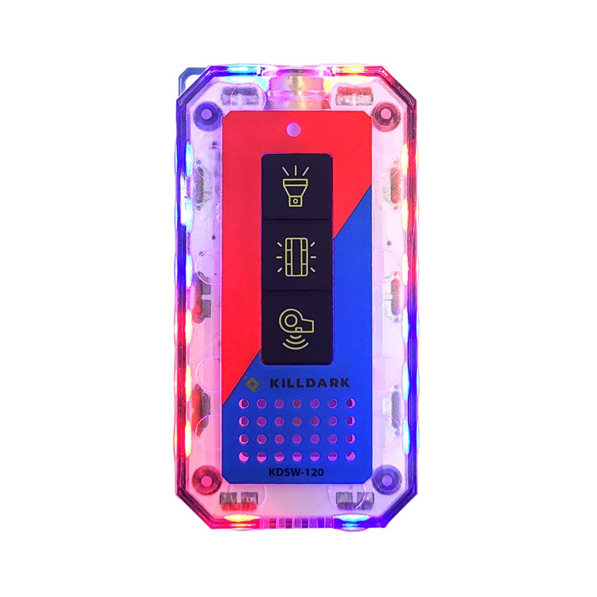 킬다크 4방향LED 전자호루라기 호신용품 어깨 경광등 휘슬 후레쉬 손전등 랜턴 KDSW-120, 상세페이지 참조, 1개 39,400원