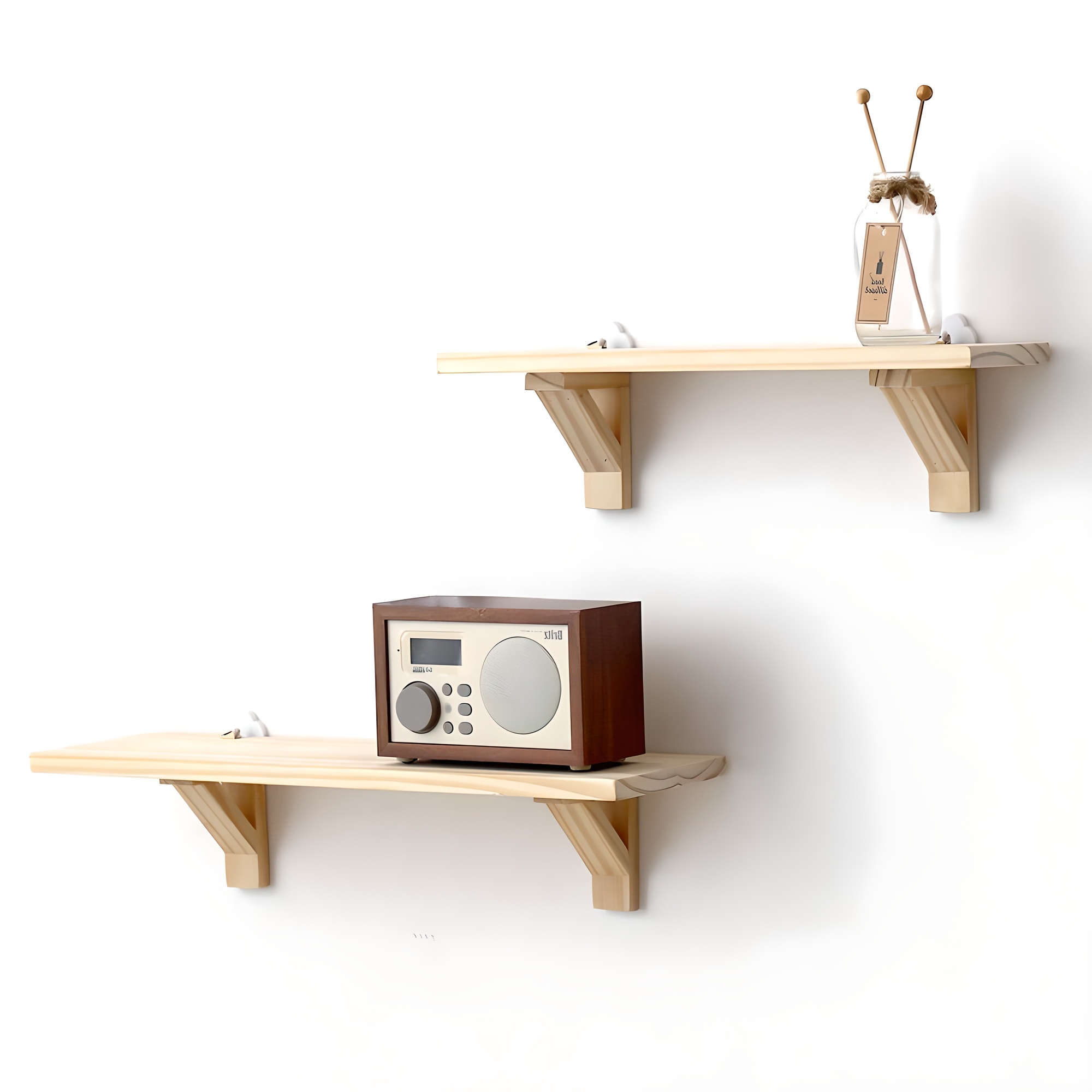 올리빙 원목 무타공 무지주 벽선반 2p + 꼭꼬핀 4p 세트 18,900원