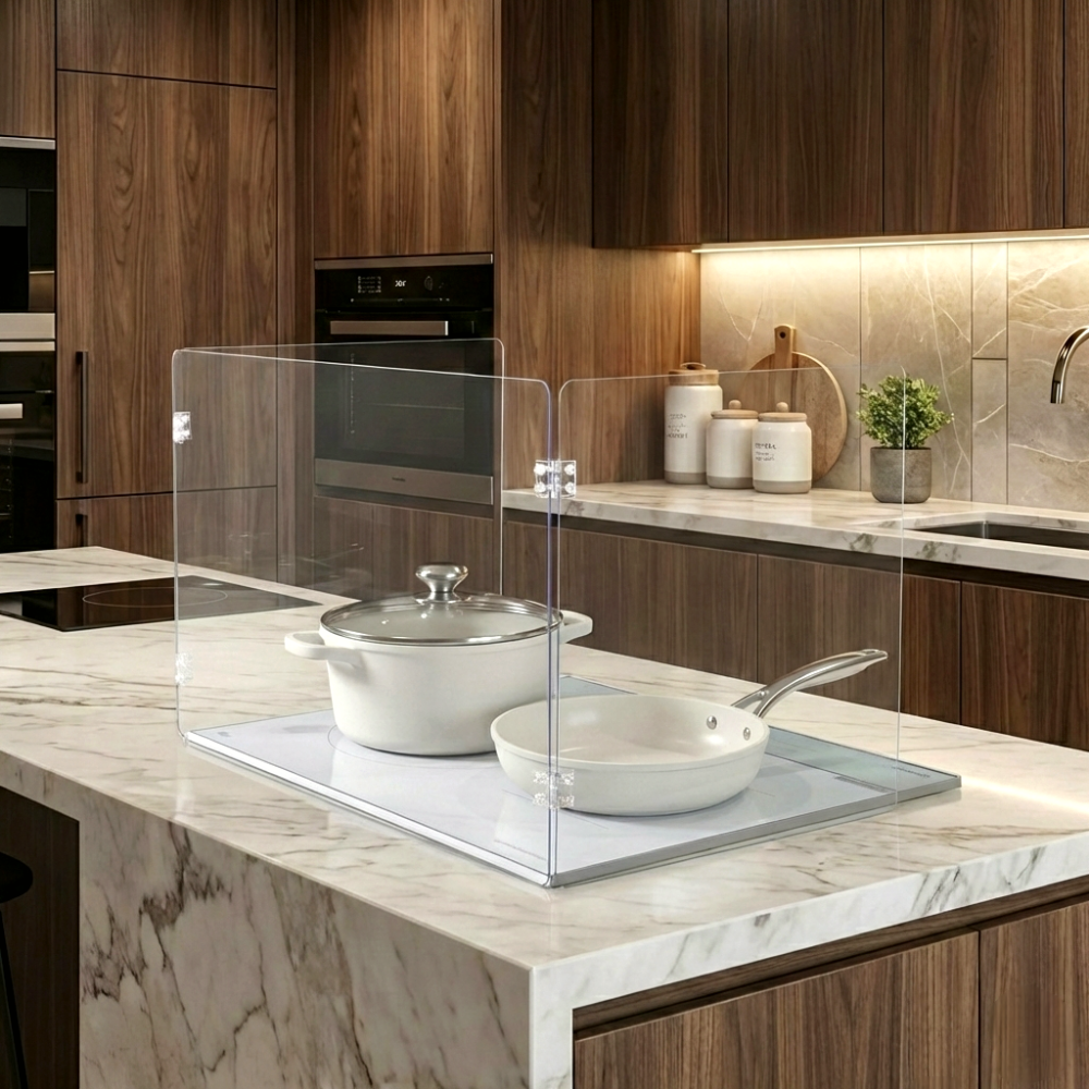 [국내생산] 젠투스 인덕션가림막 투명인덕션가드 가스렌지 가드 싱크대 기름튐방지 기름막이, 1개 40,900원