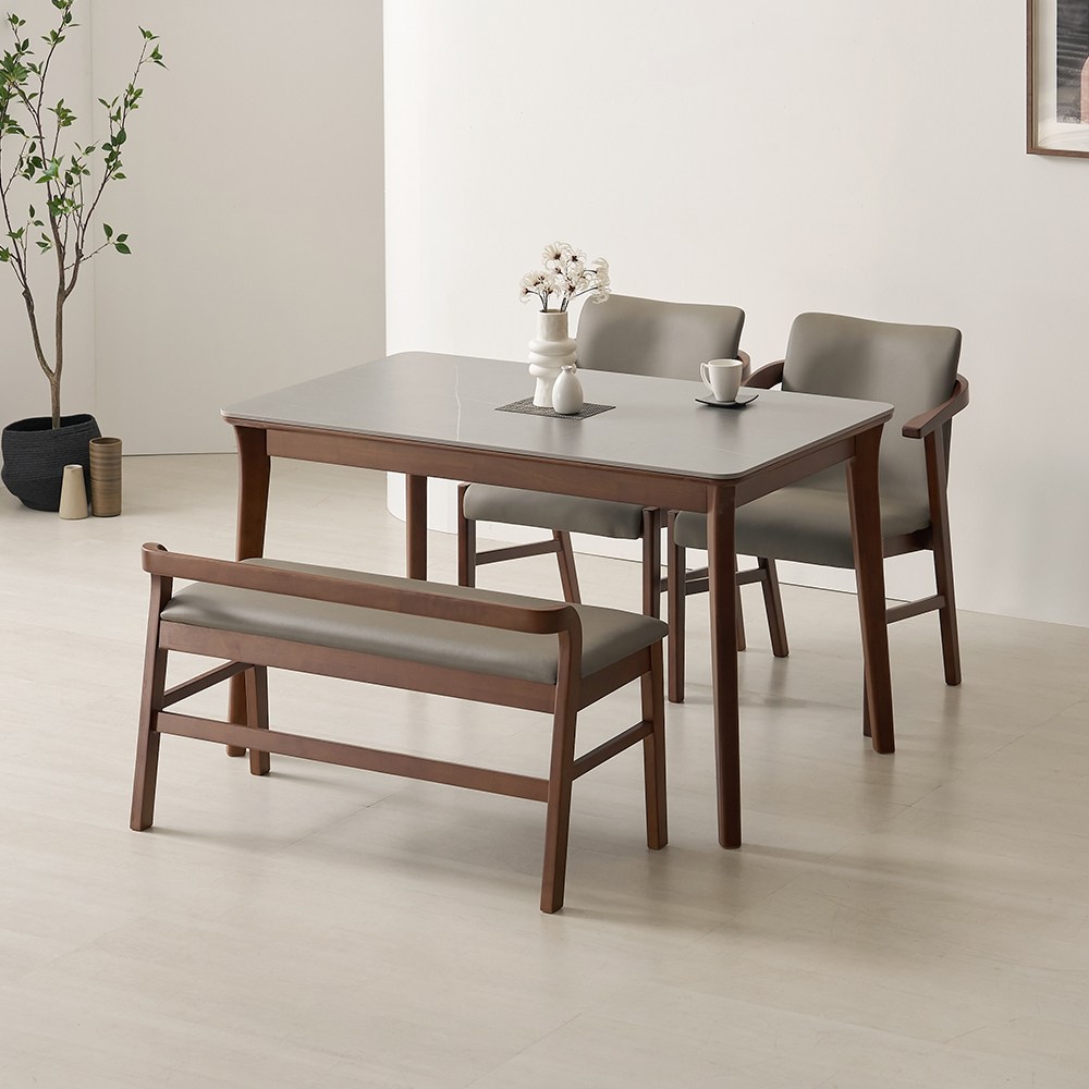 라로퍼니처 위니 1250 포세린 통 세라믹 4인 고무나무 원목 식탁 세트 374,000원