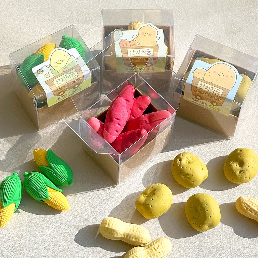 산지직송 구황작물 지우개 낱개 1개 미니어처 학용품 음식 모양 필기도구 단체 선물 2,000원