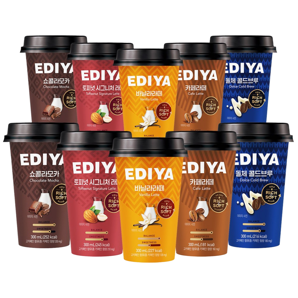 이디야 돌체 콜드브루 바닐라 쇼콜라모카 토피넛 카페라떼 5종 300ml 10개입 컵커피, 300ml 17,900원