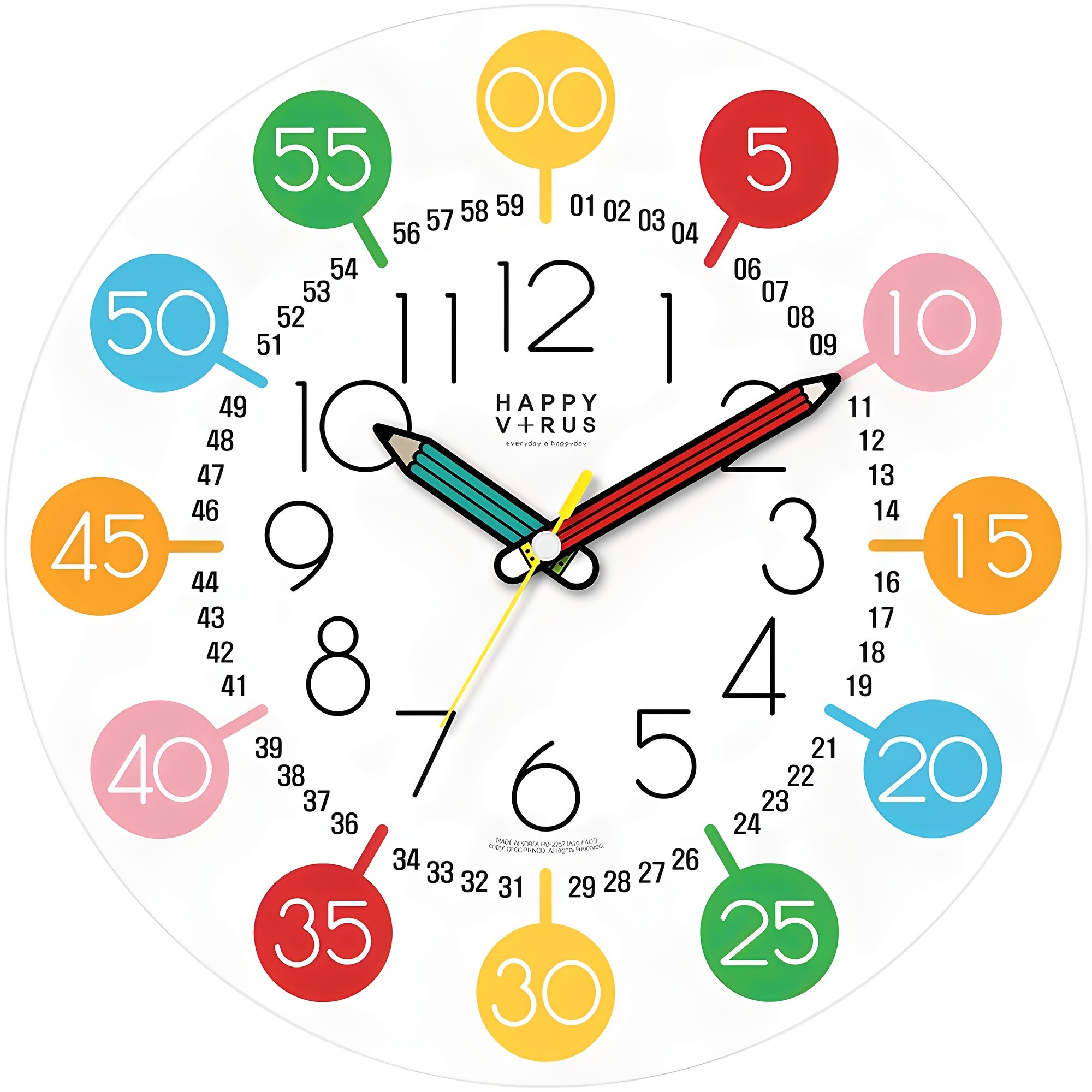 HAPPYVIRUS 어린이 무지개 연필 벽시계 11,730원
