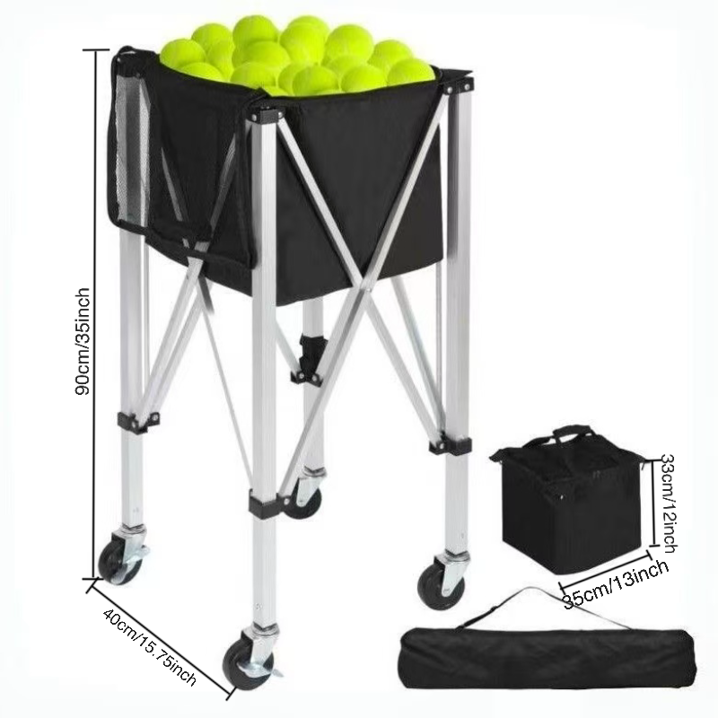반센트 테니스볼 카트 캐리어 휴대용 바구나 사이드 포켓이 있는 테니스 공 바구니 호퍼 바퀴, 1개, 검정색 98,000원