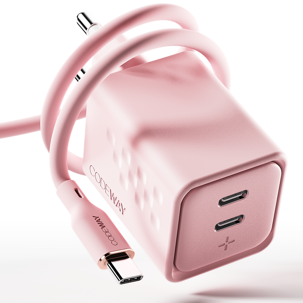 코드웨이 50W 초 고속 충전기 + 100W C to C 타입 초고속 충전 케이블 2M, 멜로우 핑크, 1세트 37,800원