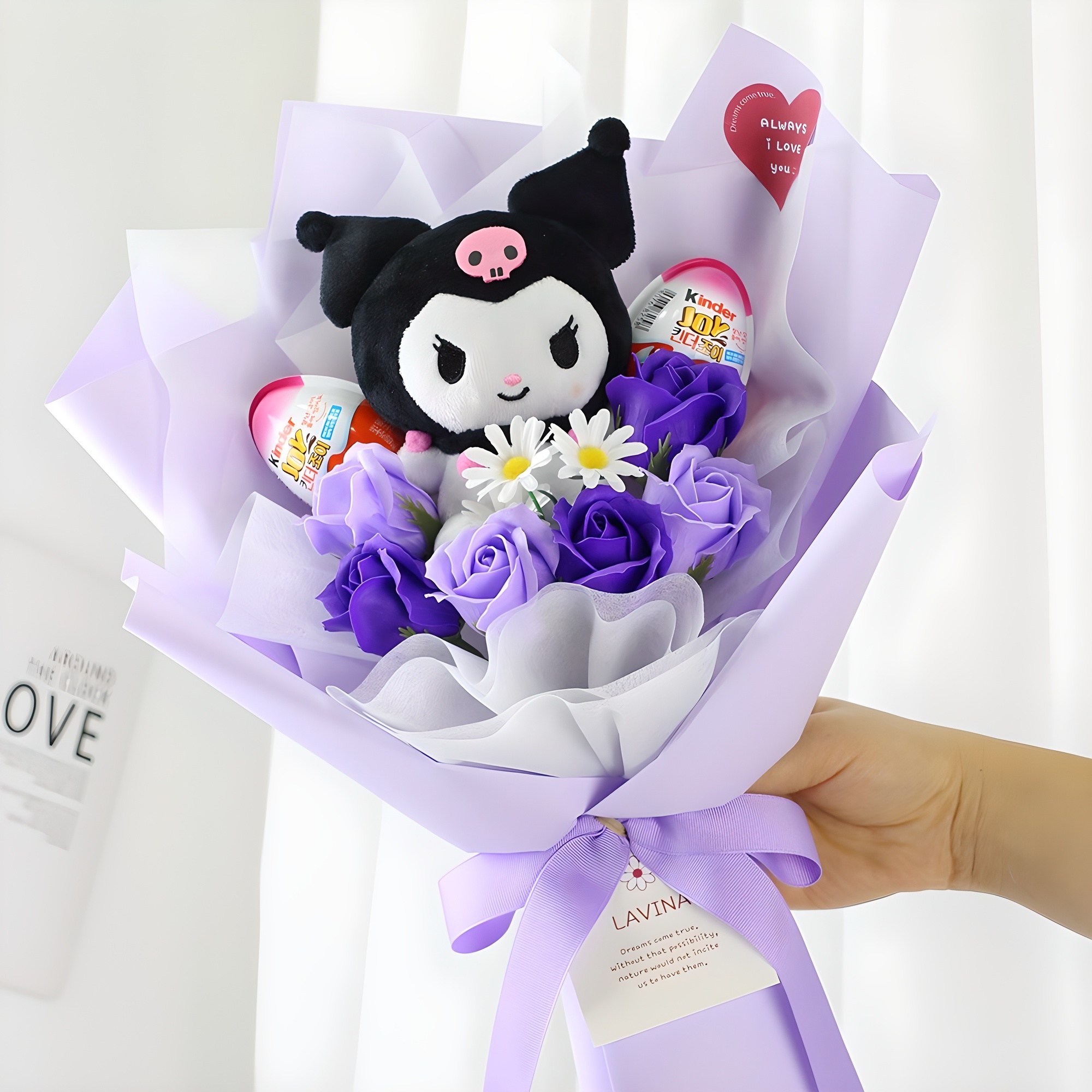 산리오 킨더조이 인형꽃다발 + 쇼핑백 세트, 쿠로미 24,900원