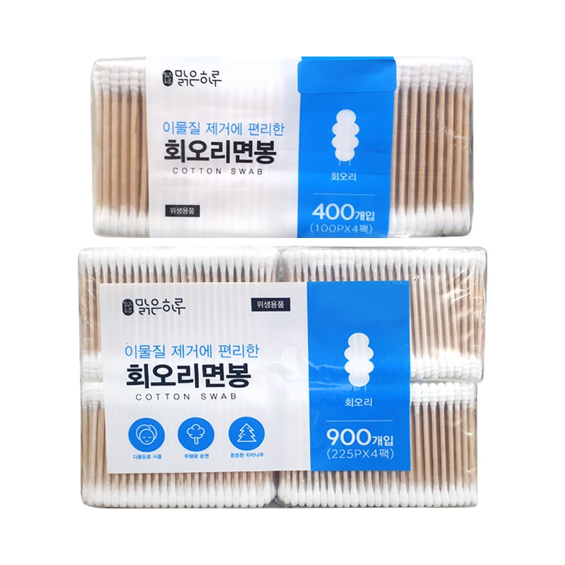 맑은하루 회오리 면봉 400p / 900p 듀얼 면봉 순면 일반면봉 회오리면봉 자작나무 820원