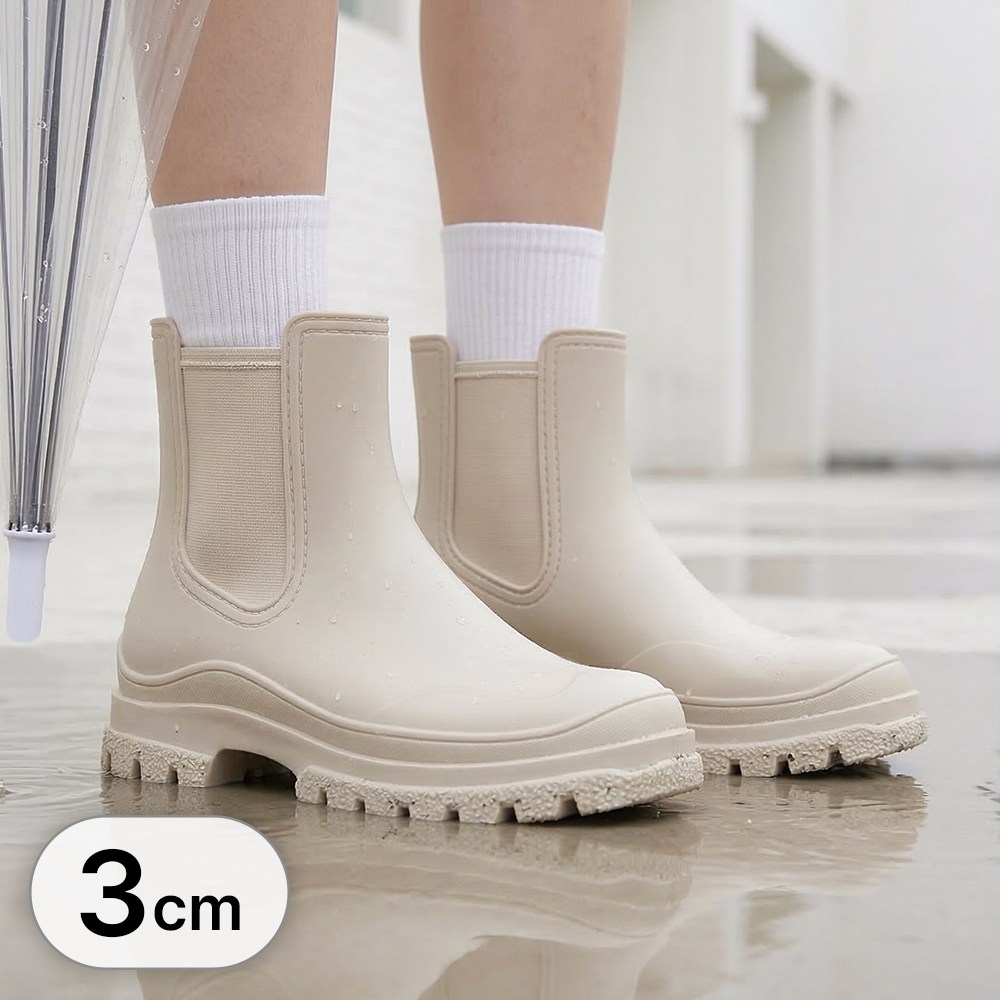 라뷰드 여성 미끄럼 방지 첼시 레인 부츠 비오는 장마 발편한 방수 장화 여름 캐주얼 패션 키높이 통굽 신발 3cm 18,800원