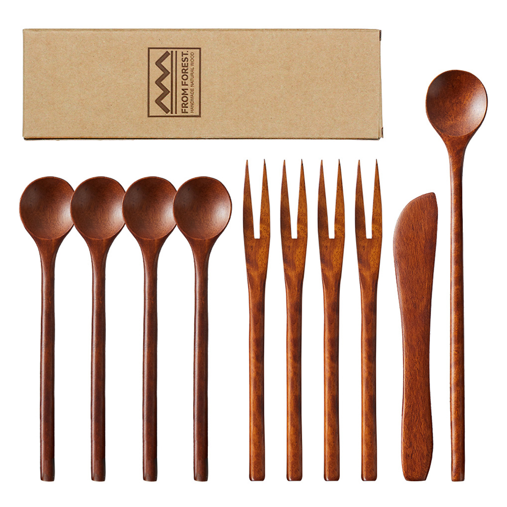 프롬포레스트 천연 옻칠 우드 티스푼 10p 세트, 1세트, 티스푼 4p + 티포크 4p + 버터나이프 1p + 롱스푼 1p 19,900원