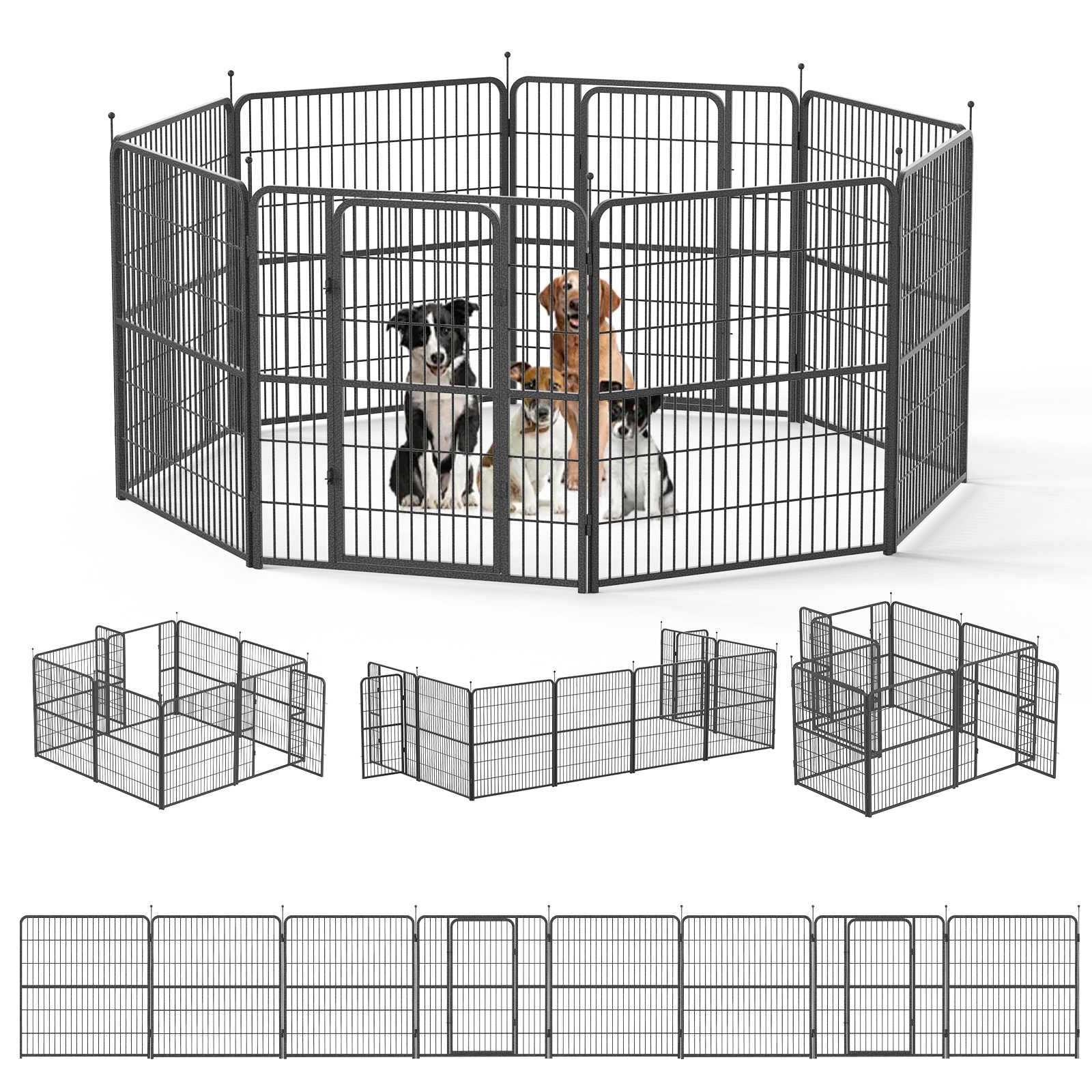 강아지 울타리 대형견 울타리 실내외 대형 철제 울타리 펜스 설치 쉽고 단단하고, 1개, 실버블랙 209,000원