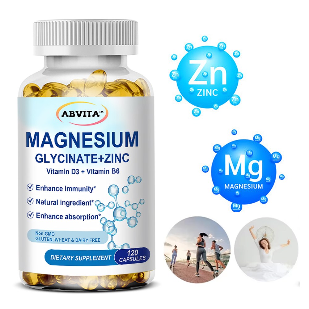 마그네슘 글리시네이트 아연 60/120 캡슐 고흡수형 비타민D3 B6 함유 면역 & 수면 & 근육 에너지 영양제, 1개, 60정 17,930원