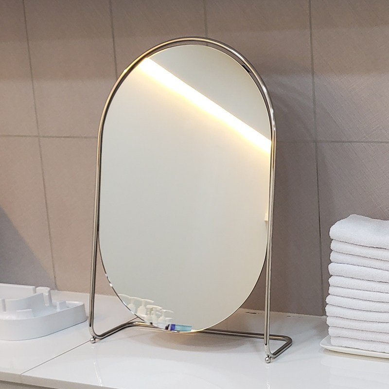 인블루 스테인 볼 미러 거울 M 타원형 미드센추리 인테리어 카페 화장대 탁상거울, 실버 67,500원