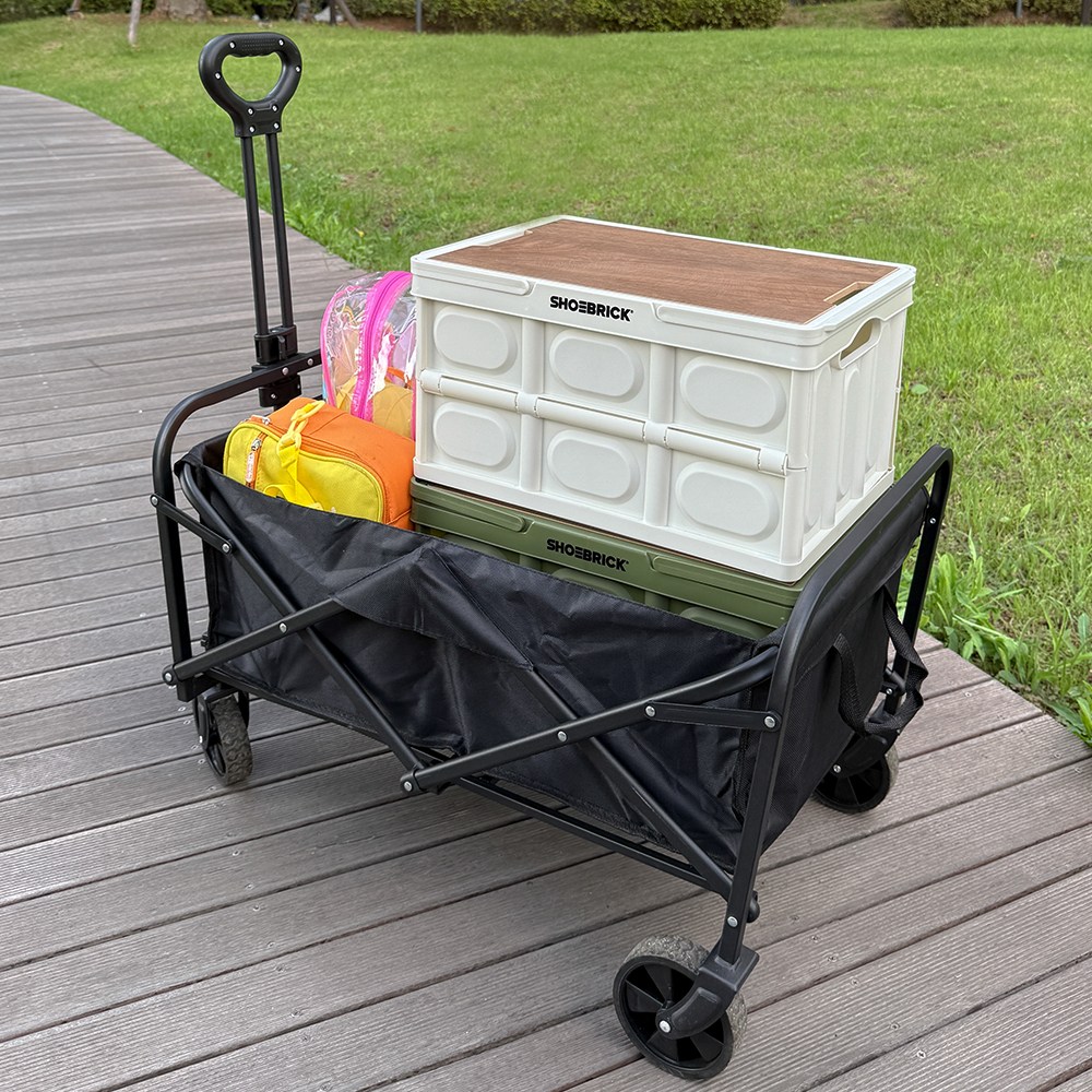 슈브릭 원터치 캠핑 폴딩카트 이웃도어 접이식 트롤리 웨건, 블랙BK, 1개 49,800원