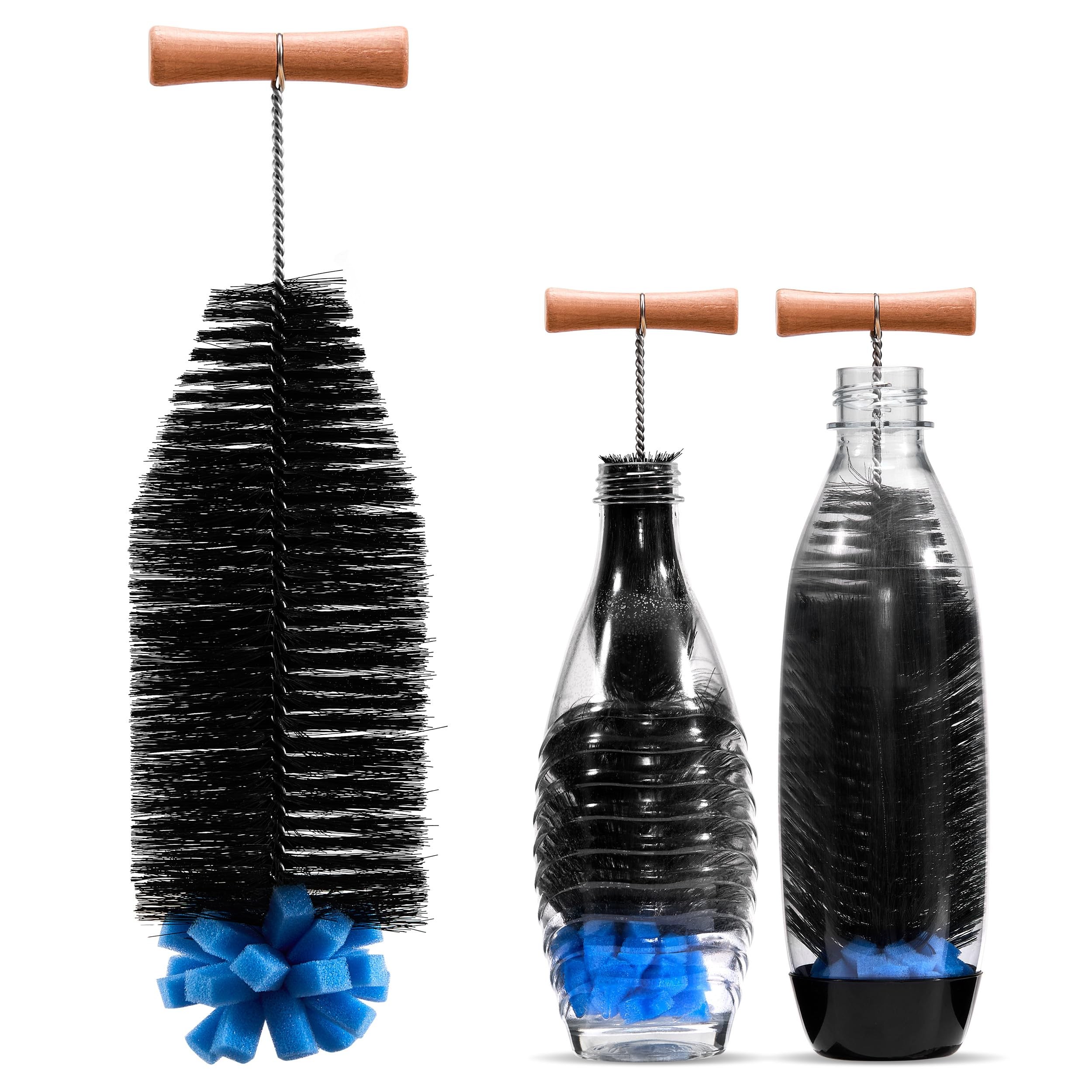 루이 360도 조절 스펀지 헤드 강력 청소 솔 미끄럼방지 그립 텀블러/유리컵/긴 물병, 1개, 블랙 11,900원