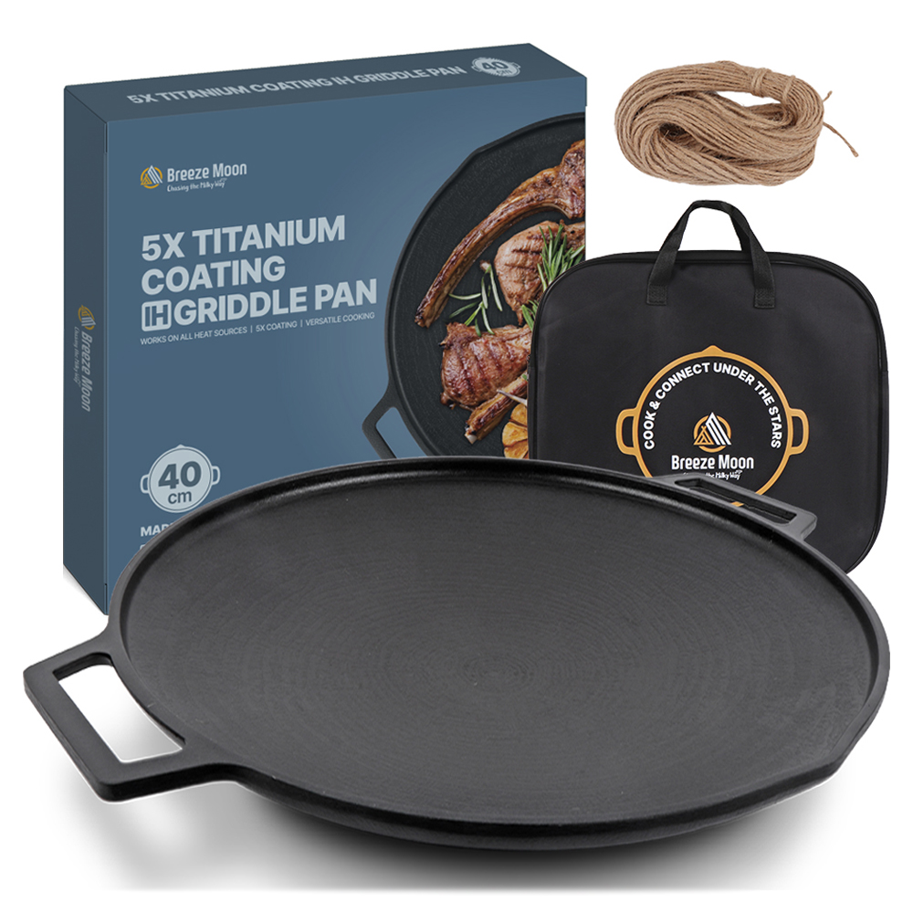 브리즈문 티타늄 5중코팅 인덕션 겸용 통주물 캠핑 그리들 팬 40cm + 전용가방 세트 39,800원