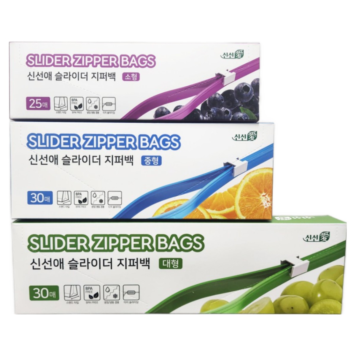 신선애 슬라이더 지퍼백 세트, 소형 + 중형 + 대형, 1개, 85개입, 혼합 14,500원