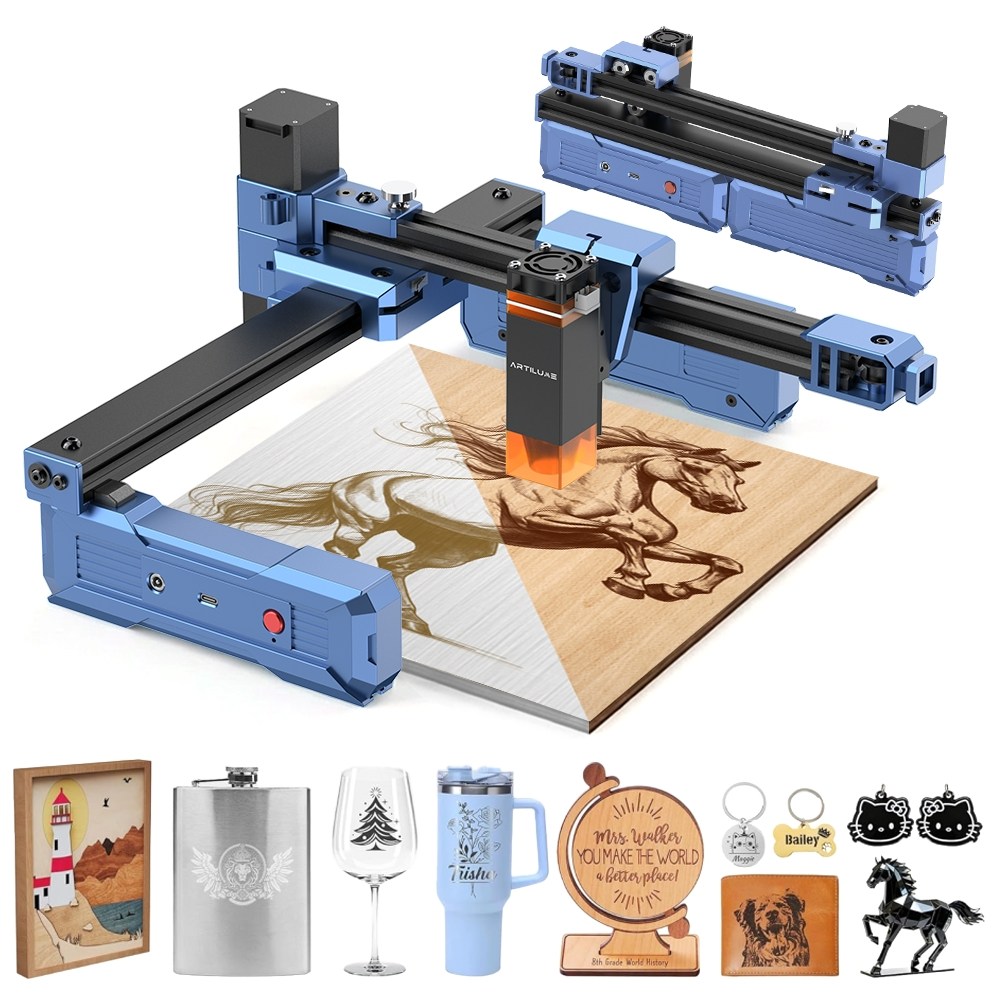 ARTILUME 소형 휴대용 레이저 각인기 조각기 커팅기 금속 아크릴 나무 접이식 한글 설명서 T1, 1개 318,000원