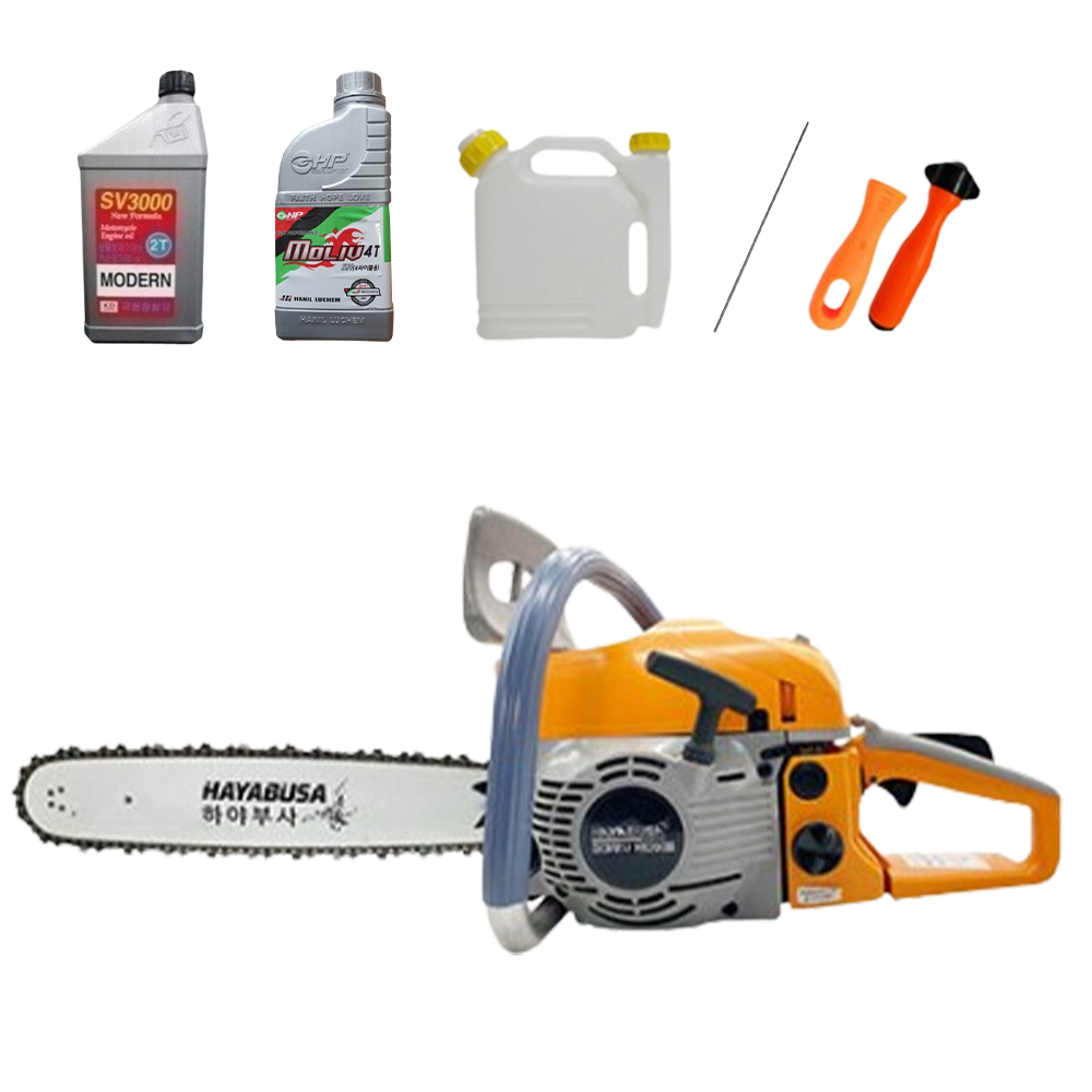 하야부사 고출력 엔진톱 H5200 III 가벼운 체인톱 46cc EZ스타트 일산캬브레다 18인치 가이드바 엔진오일 체인오일 포함, 1개 195,000원