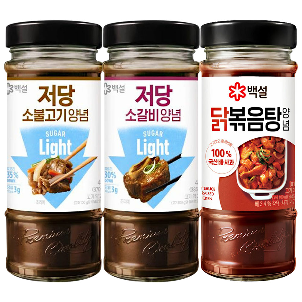 백설양념(저당소불고기490+저당소갈비480+닭볶음탕양념490), 1세트, 1.46kg 16,500원