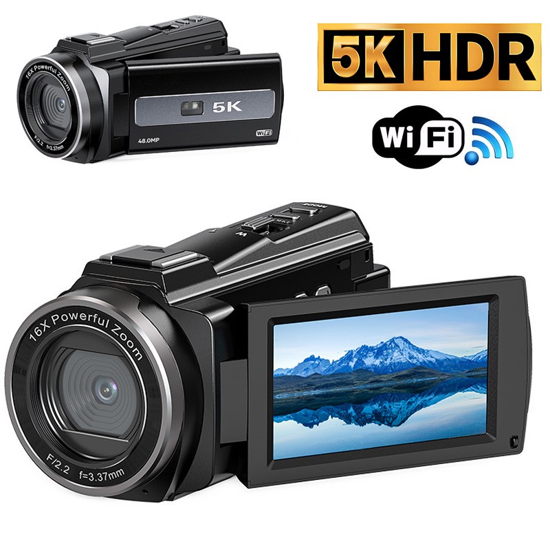 EMITAIM 5K 캠코더 고화질 디지털 카메라 IPS 터치스크린 DV 비디오 레코더 비디오 캠코더 wifi 16x 줌, HDV-255K-Pro 285,500원