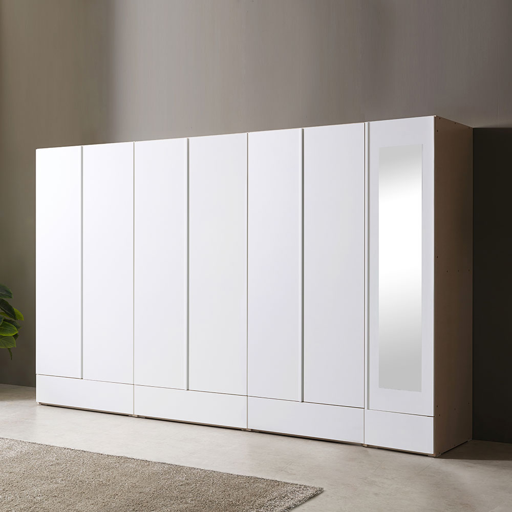 하이로 3200 옷장세트 (수납옷장+이불장+2단옷봉장+470반문옷장) 화이트 거울선택, 화이트 830,000원