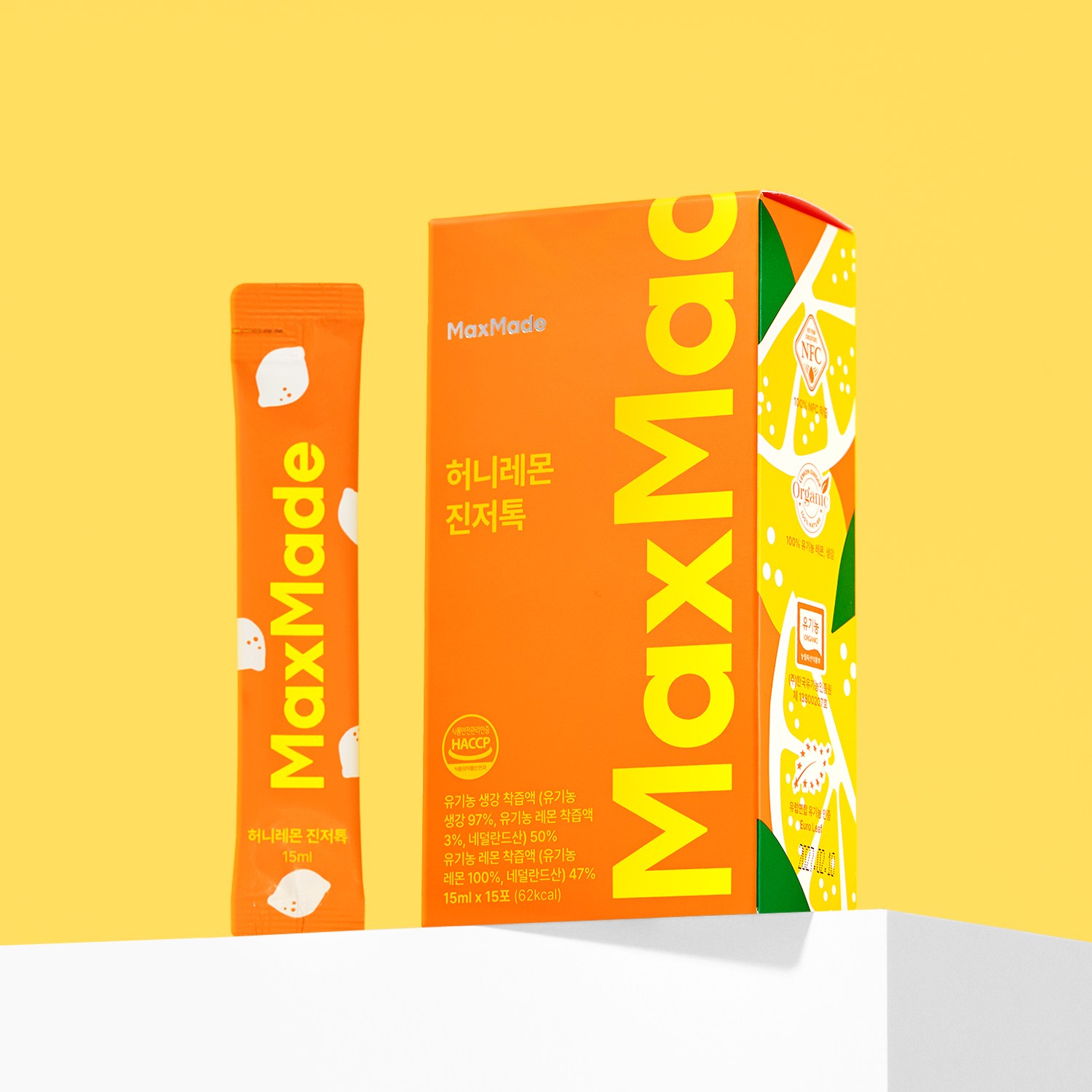 맥스메이드 유기농 허니레몬 진저톡 100% 유기농 레몬 생강즙, 15개, 15ml 18,800원