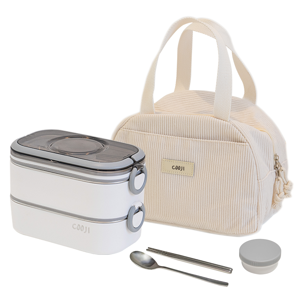 쿠지 2단 스텐도시락통 전자레인지 밀프랩 가방 세트, 1개, 밀크 27,900원