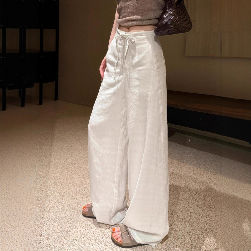 SAHINER 여성 린넨 와이드 팬츠 밴딩 허리끈 루즈핏 봄여름 바지 23,900원