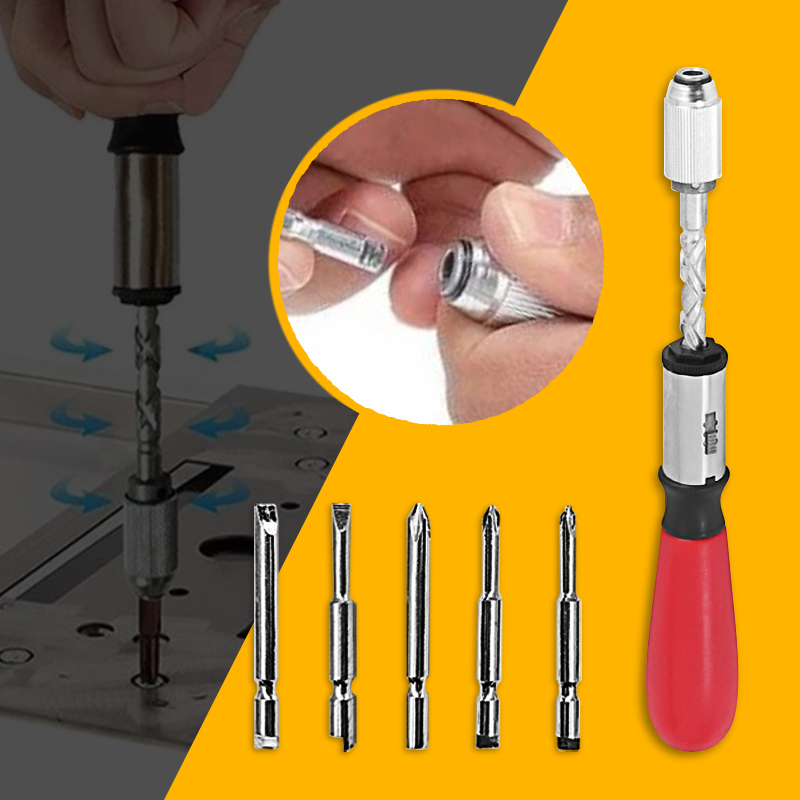 반자동 라쳇 드라이버+5종 비트 래칫 스크류 합금강 일자 십자 초미니 공구 수공구 가정용, 1개 7,870원