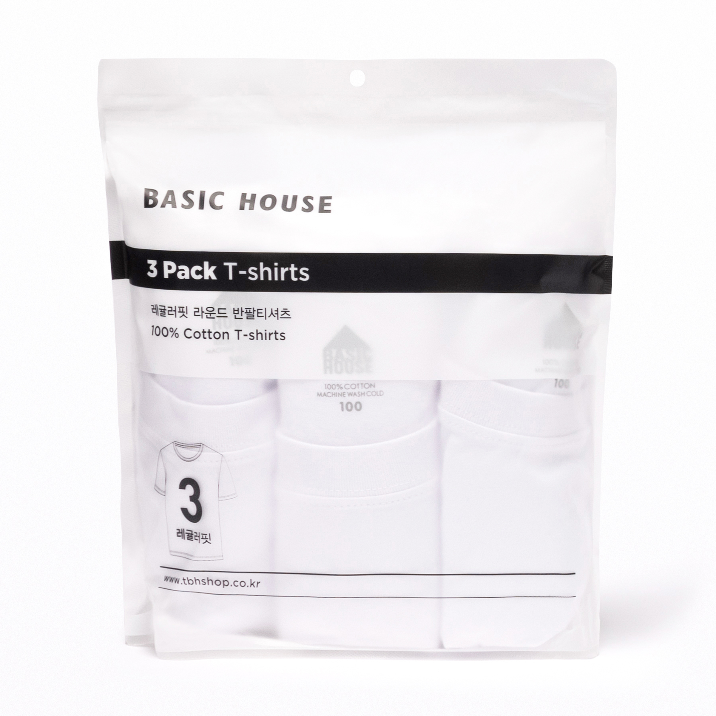 베이직하우스 남녀공용 통기성 순면라운드 30수 반팔티 오리지널팩 3p HATS0101 17,900원