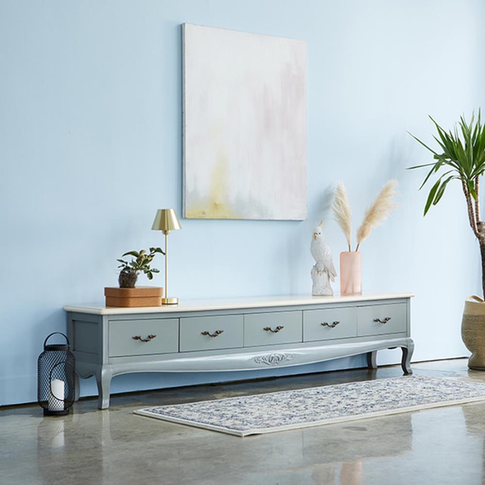 프로방스 그레이 원목 와이드 TV 거실장 / 테레비 심플 다이 모던 인테리어 508,060원