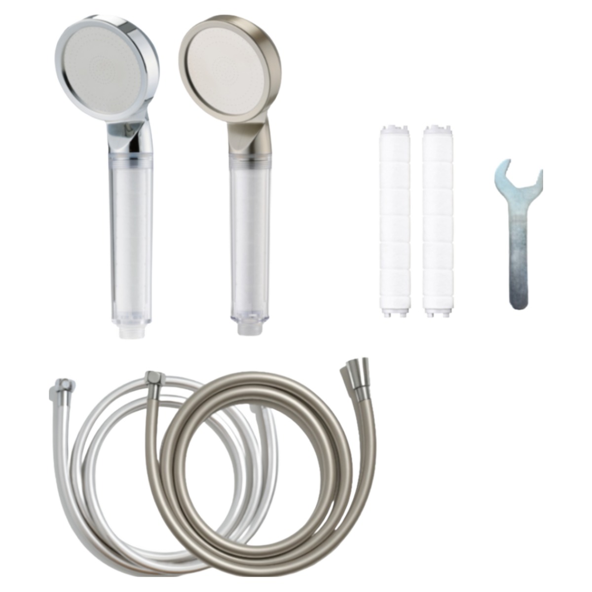 바스럽 프리미엄 필터 샤워기세트 1.5M [필터샤워기+PVC 샤워호스+필터 2p+스패너], 무광, 1세트 27,900원