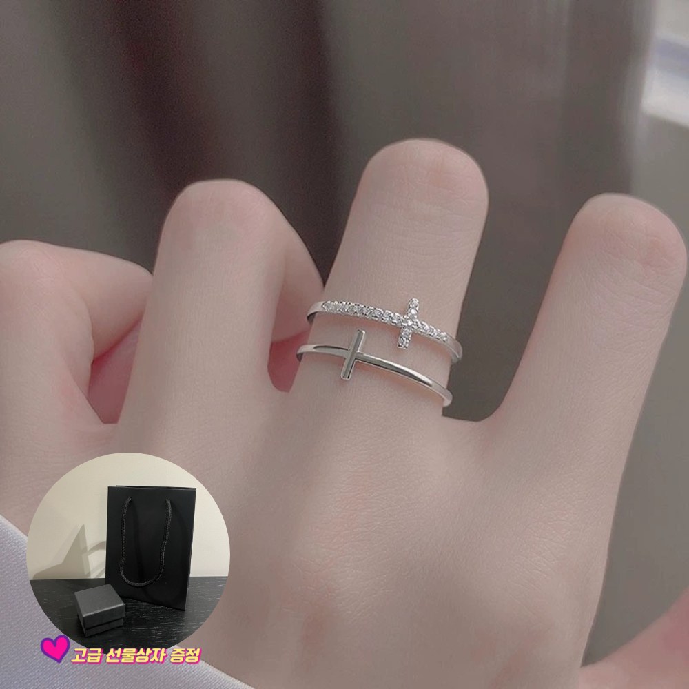 실버소울 S925 순은 실버 큐빅 십자가 반지 16,900원