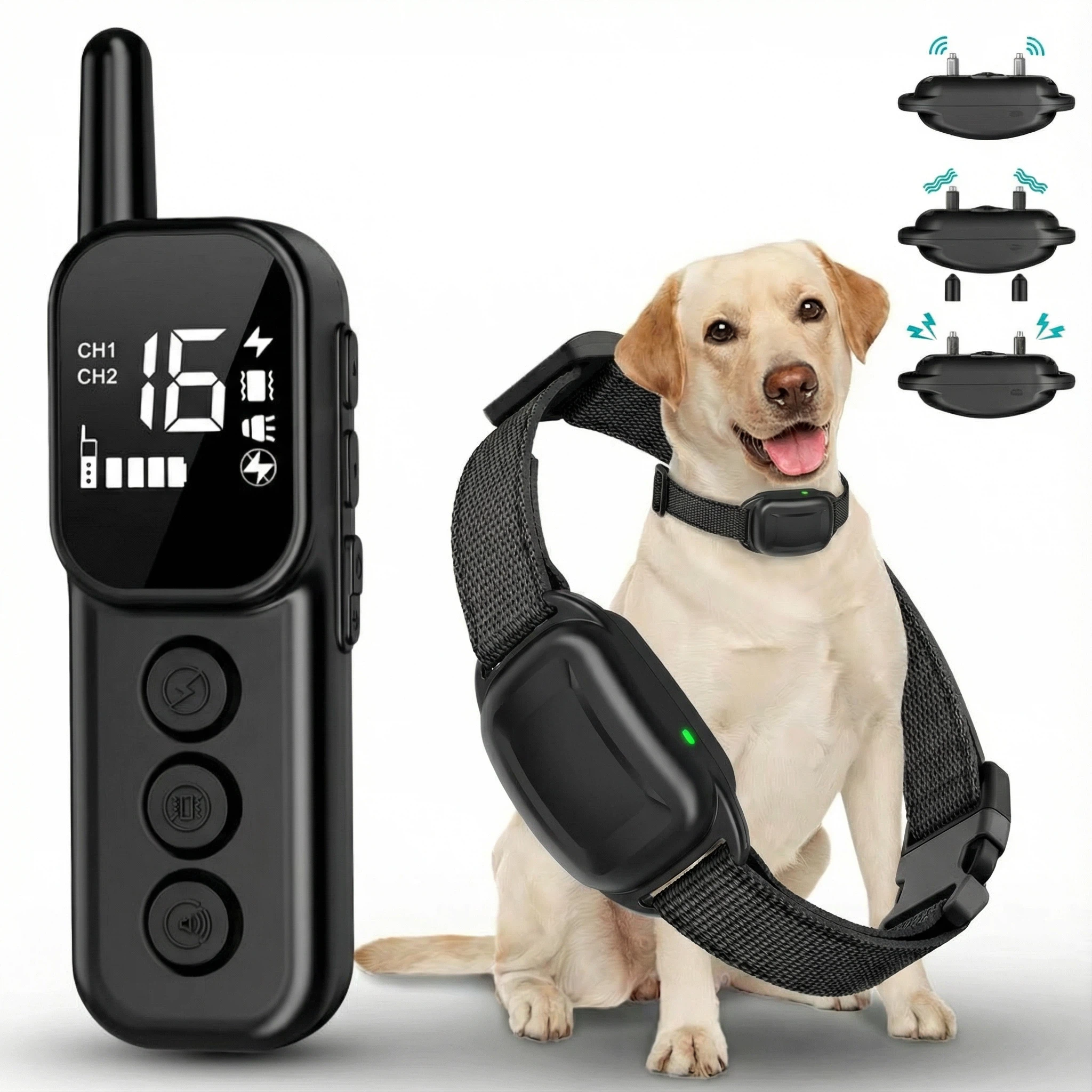 Mochae 짖음방지기 애견 무선 훈련 목걸이 강아지 원격조종 진동경고 전기충격 자극형 방수 43,800원