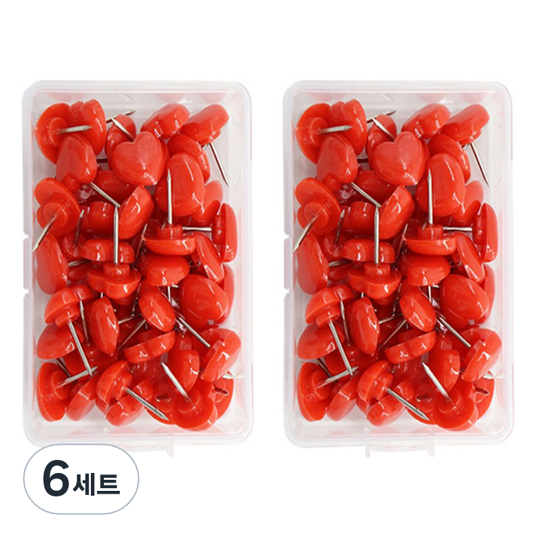 문구담 귀여운 하트모양 압정 50p 세트 레드, 6세트 23,700원