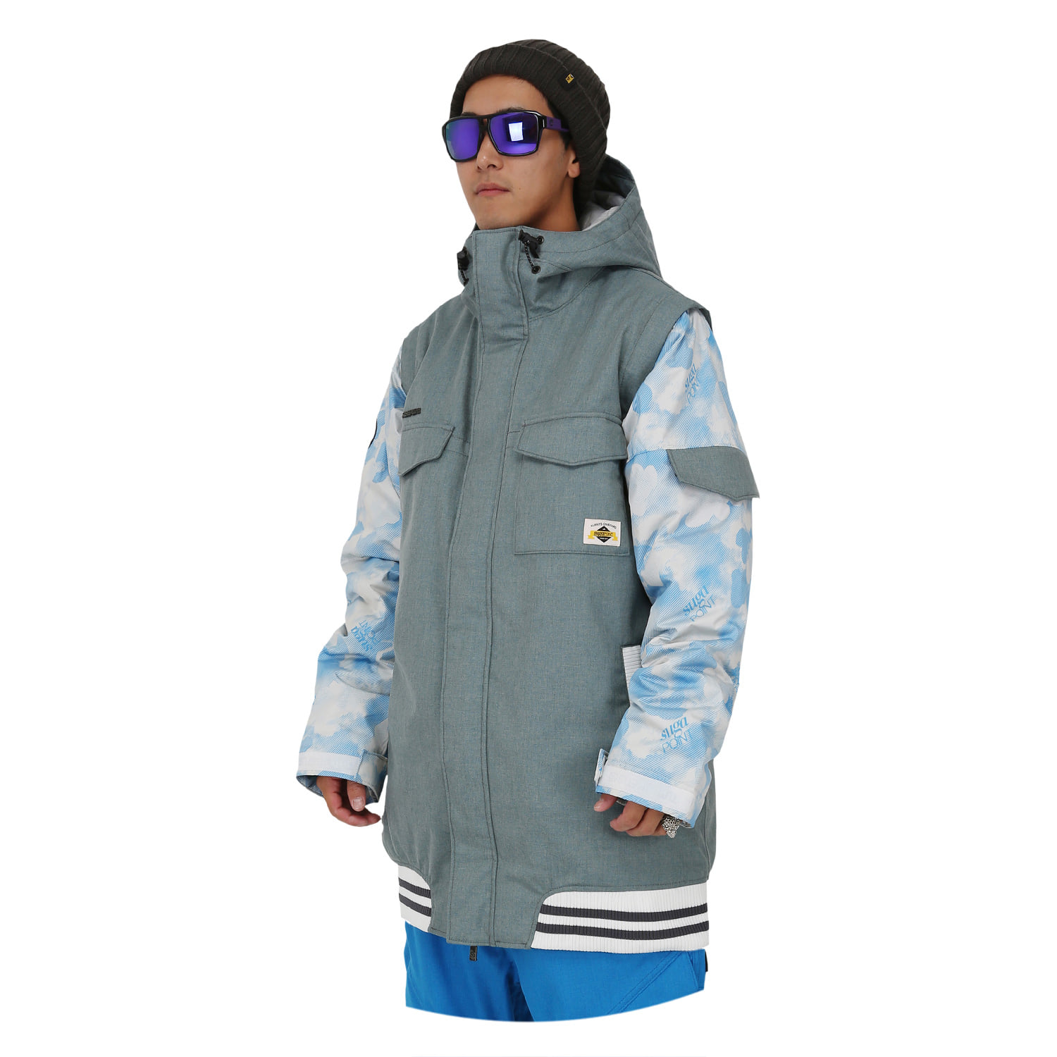 슈가포인트 남성 스노보드 스키 자켓. 남자 보드복 스키복 패딩 점퍼. Freshman J - Whale/Cloud White 119,000원