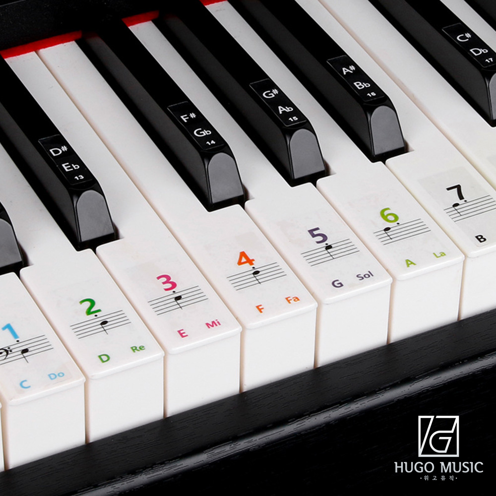 위고뮤직 피아노 건반 정전기 계이름 음계 스티커 신디사이저, 블랙 4,000원