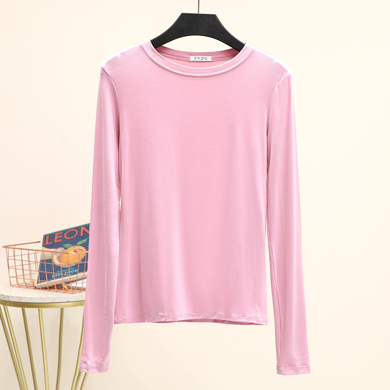 모달 라운드 넥 긴 소매 바닥 셔츠 여성 가을 새로운 여성의 단색 재킷 슬림 사이즈 티셔츠 여성 28,650원