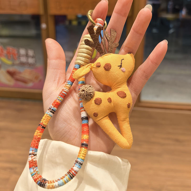 대인즈 귀여운 사슴 행운 다양한 펠트 키링 열쇠고리, 1개, 엘로우 9,990원